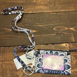Vera Bradley Zip I’d Case and Lanyard (Purple print- Mimosa Medallion)